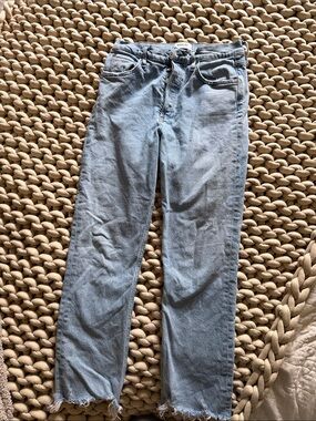 Agolde Light Blue Straight-Leg Raw Hem Jeans